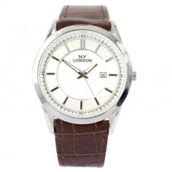NY London Gents Unique Style Leather Watch PI-7072D Assorted